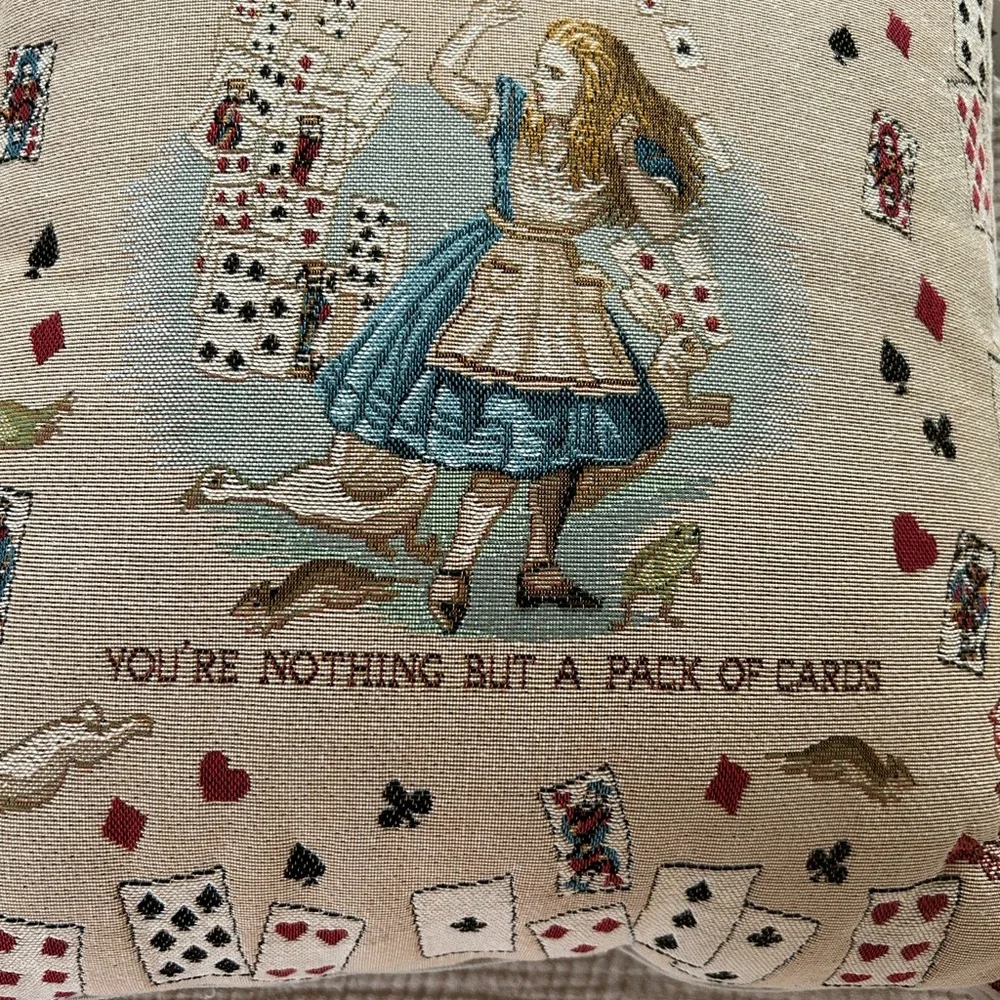 Alice In Wonderland ART DE LYS Woven French Tapestry Pillow With Insert. 19” NWT